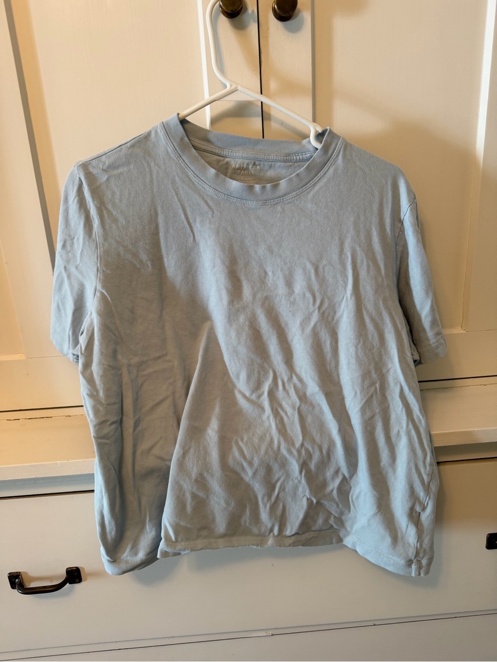 American Eagle Outfitters Men's Light Blue Crewneck Tee